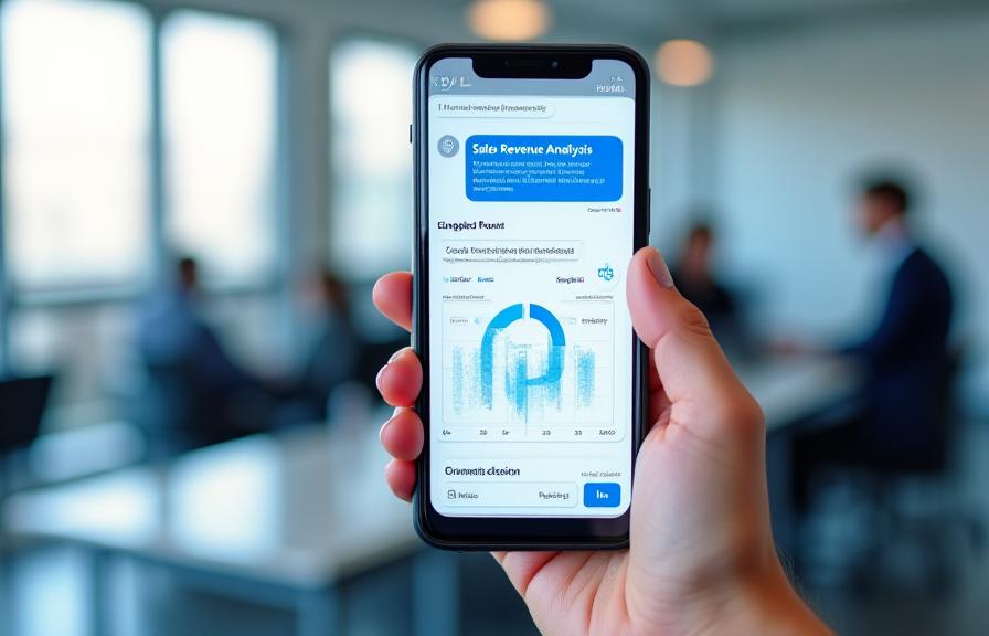 A sleek modern mobile interface showing a conversational AI data analysis tool