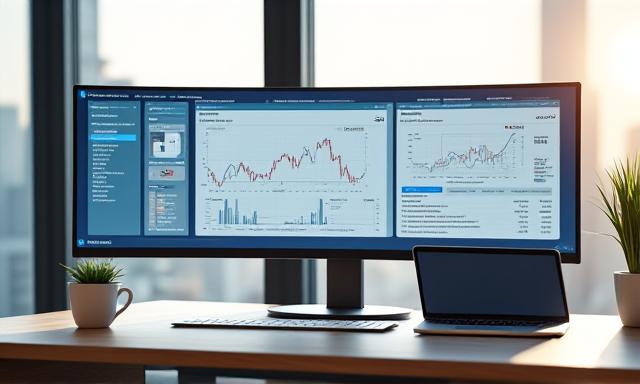 Financial analyst working with automated data dashboard