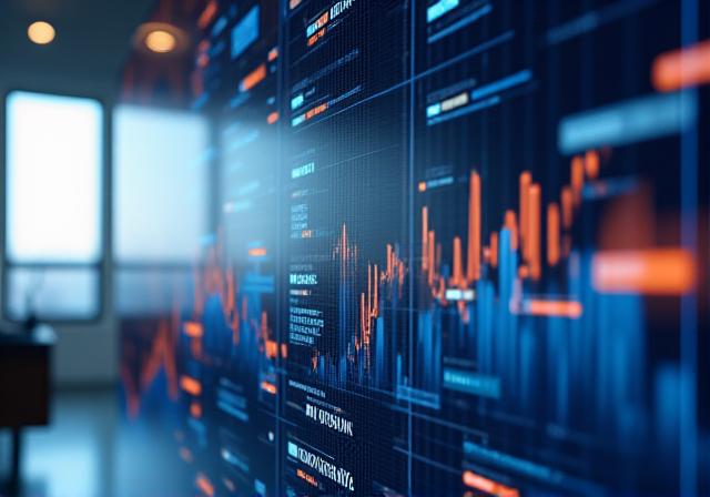 Futuristic financial dashboard showing AI growth projections